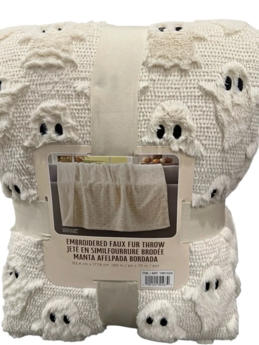 Costco Halloween Ghost Cat Pumpkin Faux Fur Throw NWT Viral 3 Piece set
